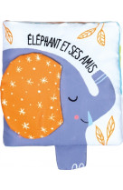 Tissu pastel - elephant et ses amis (avec boite)