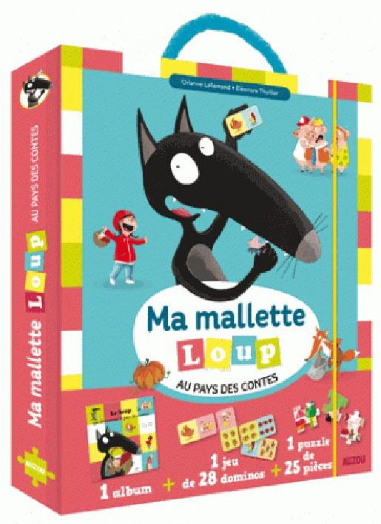 MA MALLETTE LOUP AU PAYS DES CONTES - 1 ALBUM + 1 JEU DE 28 DOMINOS + 1 PUZZLE DE 25 PIECES - LALLEMAND/THUILLIER - Auzou