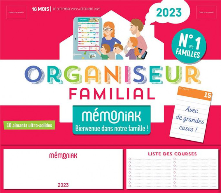 ORGANISEUR FAMILIAL MEMONIAK, CALENDRIER FAMILIAL MENSUEL (SEPT. 2022- DEC. 2023) - NESK - NC