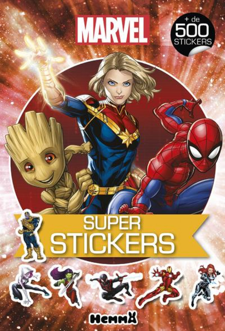 MARVEL - SUPER STICKERS (GROOT - CAPTAIN MARVEL - SPIDER-MAN) - COLLECTIF - HEMMA