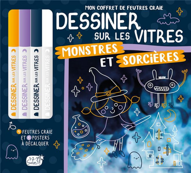 DESSINER SUR LES VITRES - MON COFFRET DE FEUTRES CRAIES - MONSTRES ET SORCIERES - ATELIER CLORO - NC