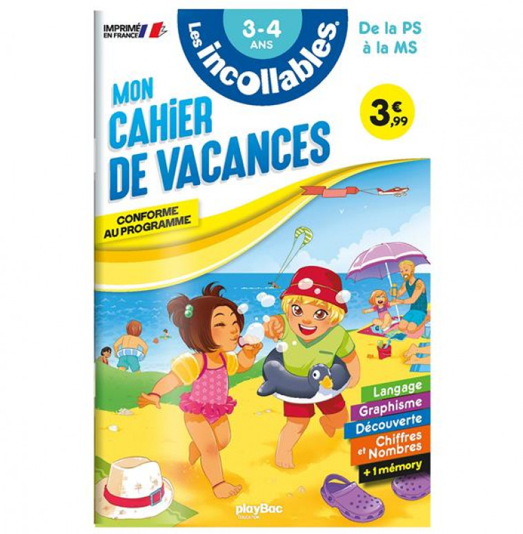 CAHIER DE VACANCES - LES INCOLLABLES - PS A MS - 3-4 ANS - PLAYBAC EDITIONS - PRISMA