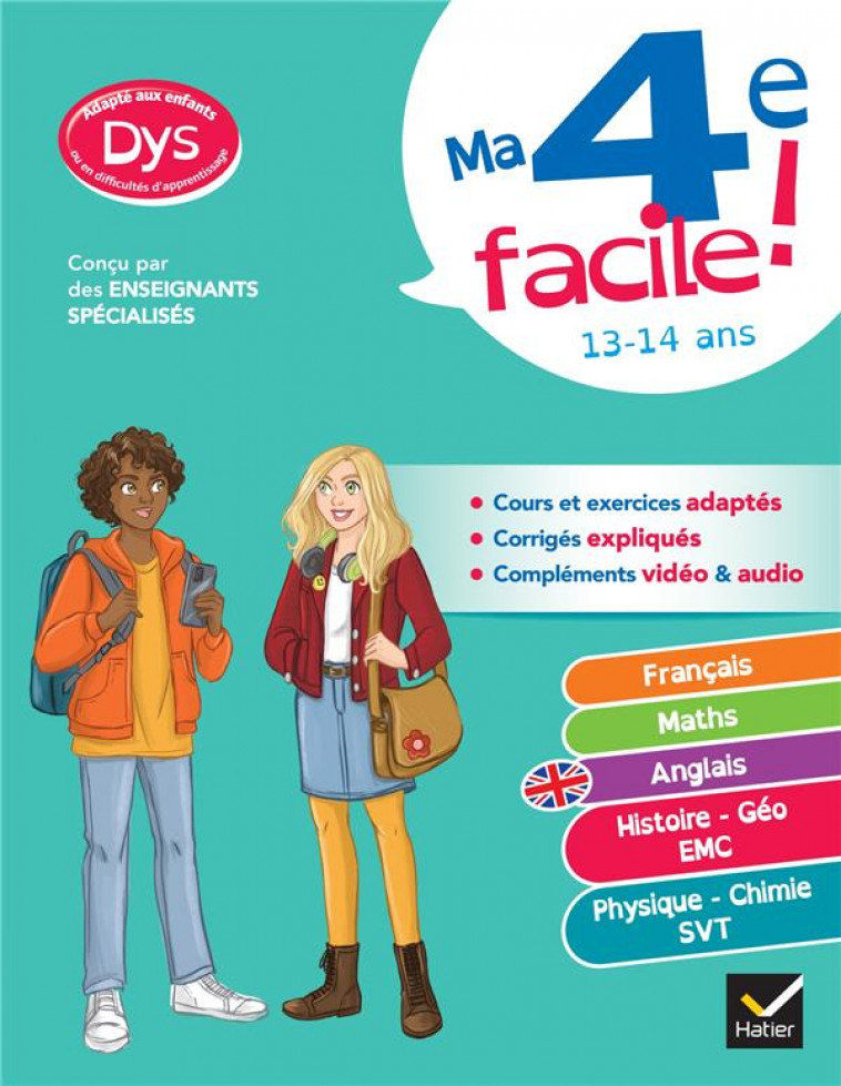 MA 4E FACILE ! TOUT-EN-UN ADAPTE AUX ENFANTS DYSLEXIQUES (DYS) OU EN DIFFICULTE D'APPRENTISSAGE - FR - BABONNEAU/BELLAMY - HATIER SCOLAIRE