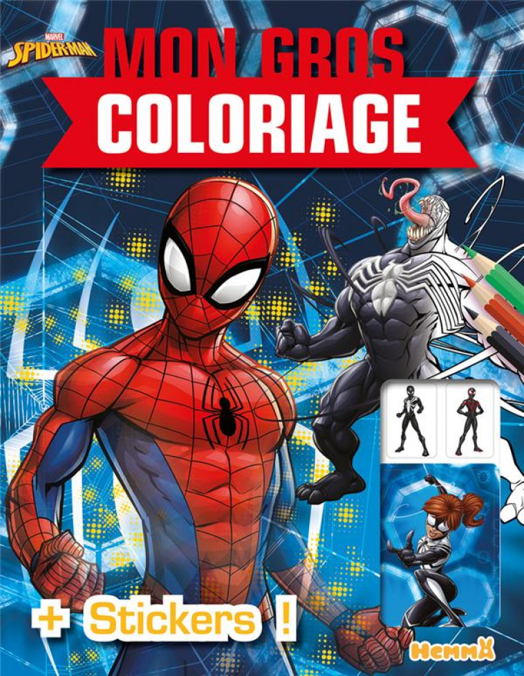 MARVEL SPIDER-MAN - MON GROS COLORIAGE + STICKERS ! (SPIDER-MAN ET VENOM) - COLLECTIF - HEMMA