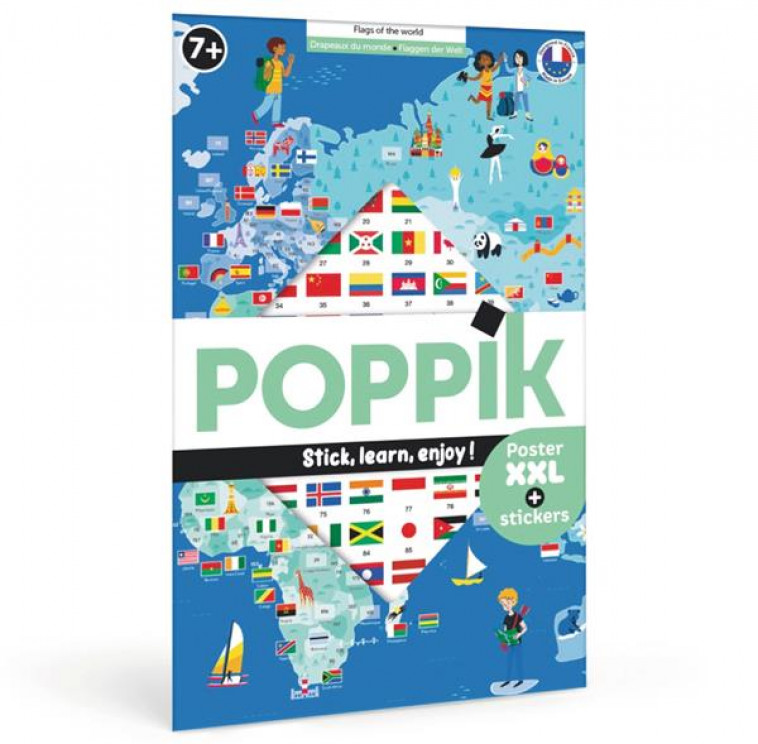 POPPIK - LES DRAPEAUX DU MONDE - 1 POSTER + 200 STICKERS REPOSITIONNABLES - FABRE LEA - NC