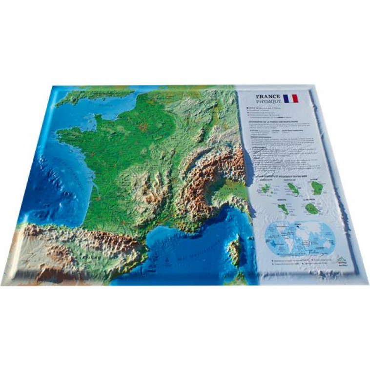 CARTE EN RELIEF DE LA FRANCE PHYSIQUE - 3DMAP - NC