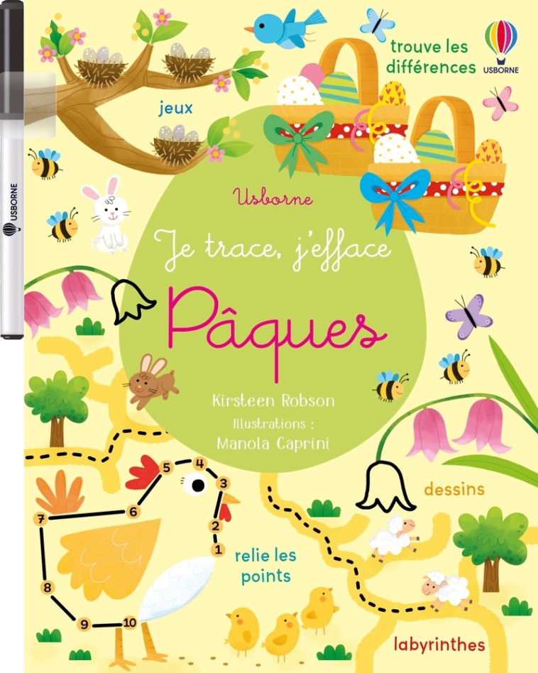 Pâques - Je trace, j'efface - dès 3 ans - Kirsteen Robson, Manola Caprini - USBORNE